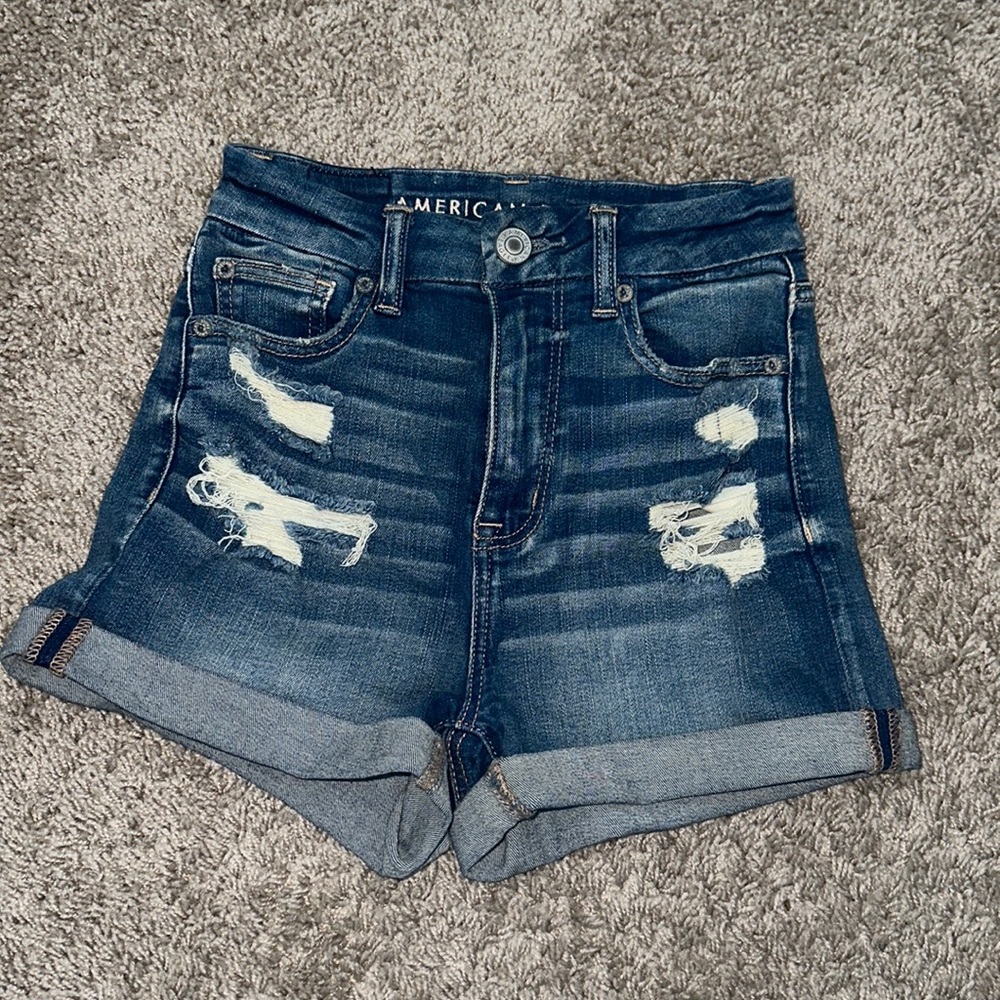 American Eagle Curvy Hi-Rise Shorty Jean Shorts Size 0